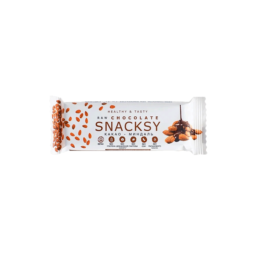 Батончик Raw Chocolate с какао и миндалем Snacksy